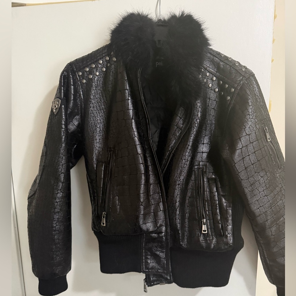 Pelle Pelle Black Croc-Embossed Jacket